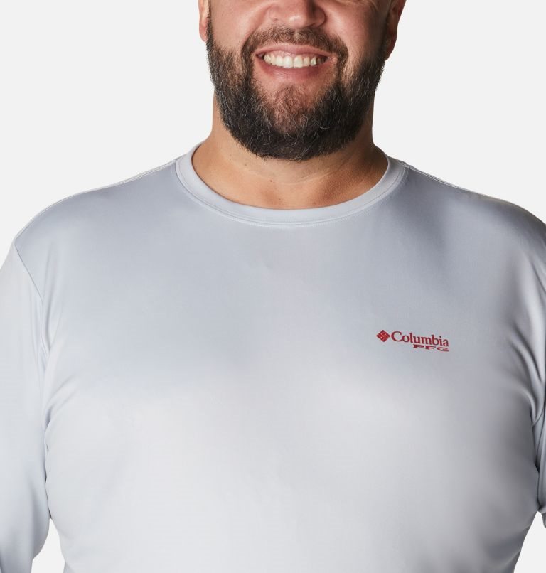 Men's Columbia PFG Terminal Tackle Fish Flag Long Sleeve Sweatshirts Light Grey | Plus Size CA-O68C5